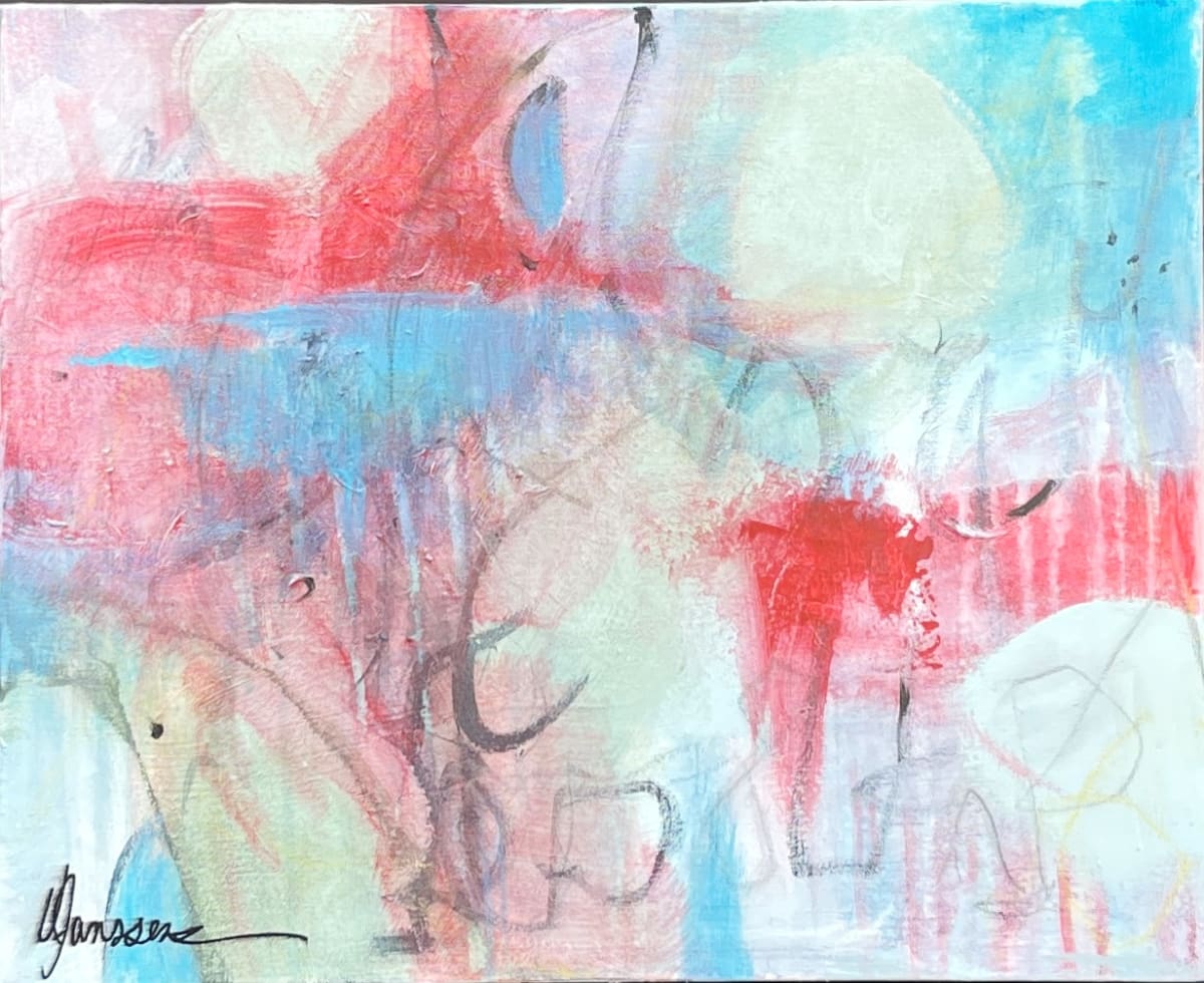 Puppy Chaos by Vicki Janssens  Image: Our month old puppy Stella was always underfoot when I was painting.