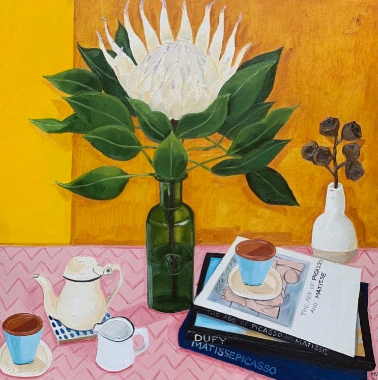King White Protea on Tuscan Gold by Melanie Vugich, Image 3.