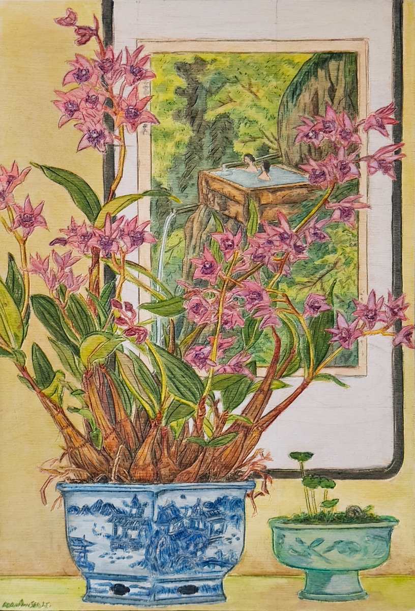 Bathing on the Rocks (Rock Orchid and Shiro Kasamatsu) by Kean Onn See, Image 1.