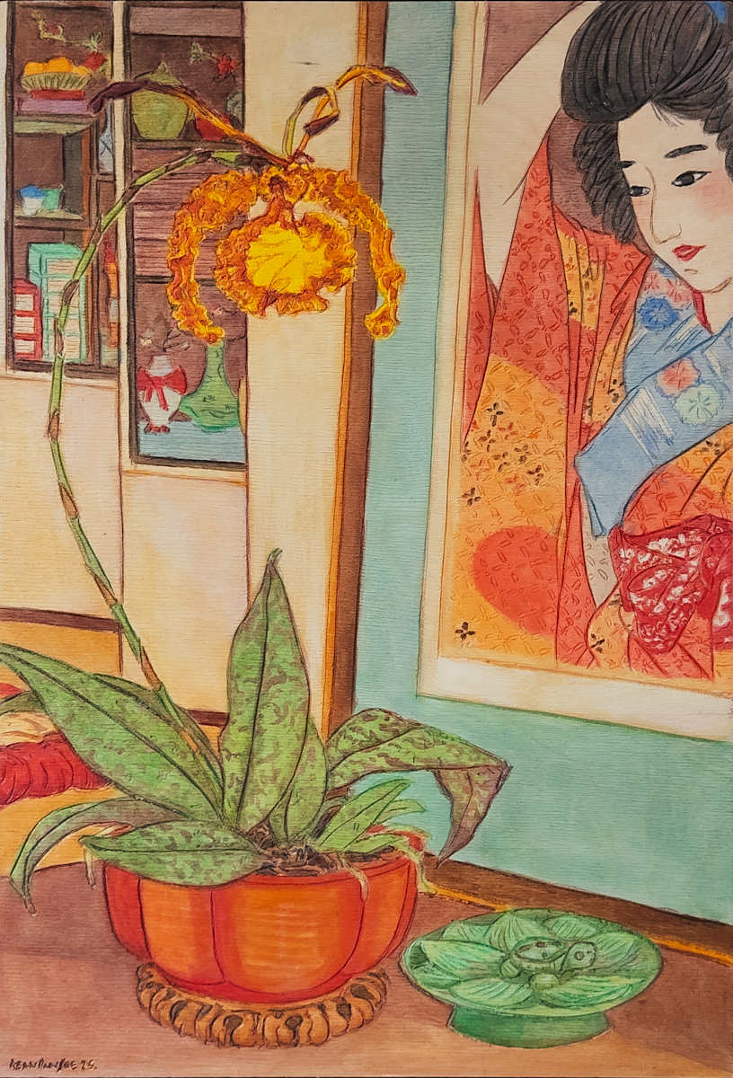 Gazing at the Butterfly (Butterfly Orchid and Shinsui Itō) by Kean Onn See, Image 5.