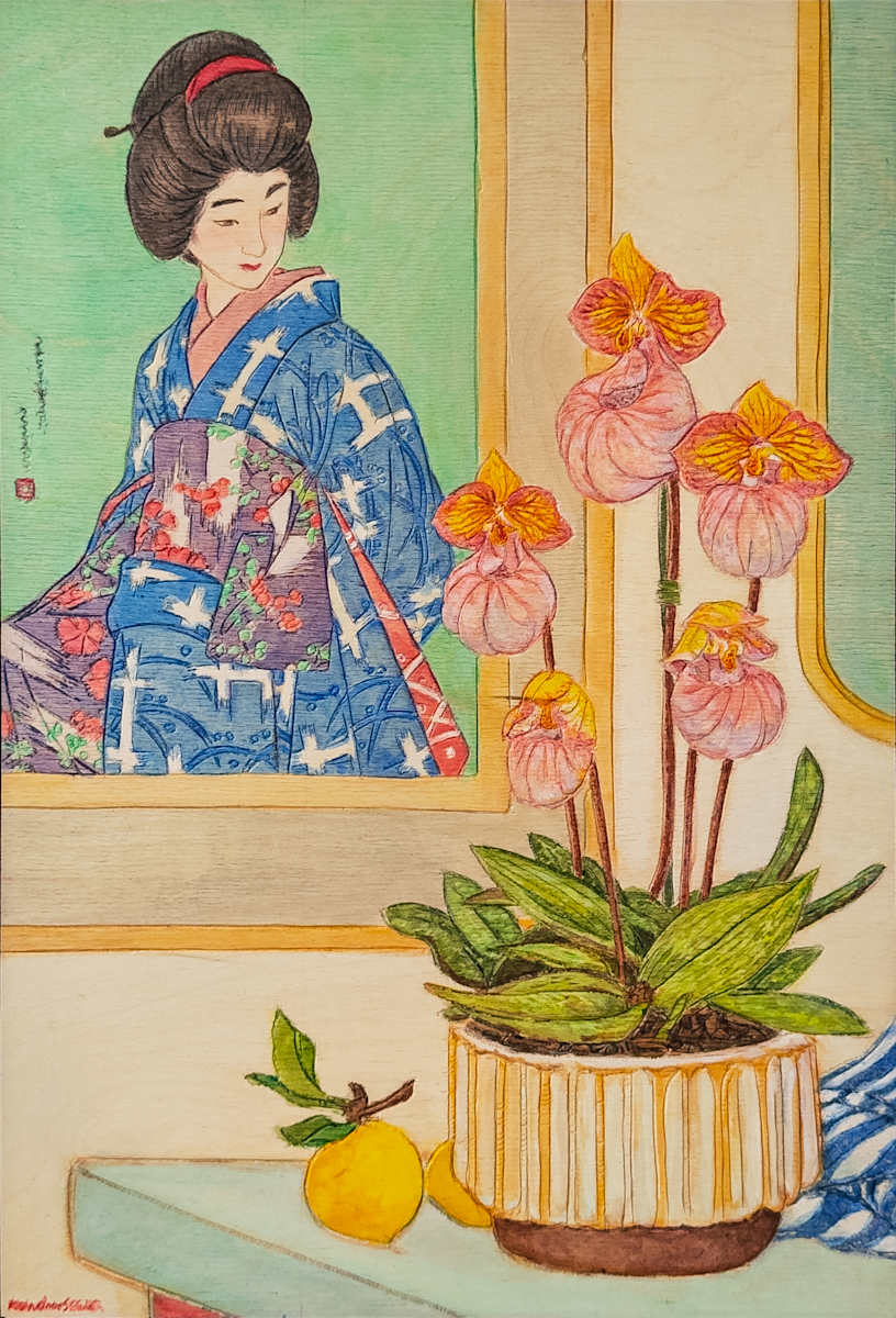 Lady Meets the Slipper (Slipper Orchid and Torii Kotondo ) by Kean Onn See, Image 1.