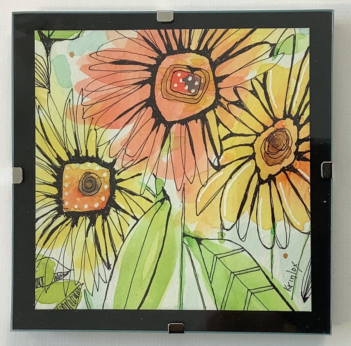 Marmalade Dreams...4x4" framed'Snippet' of original watercolor by