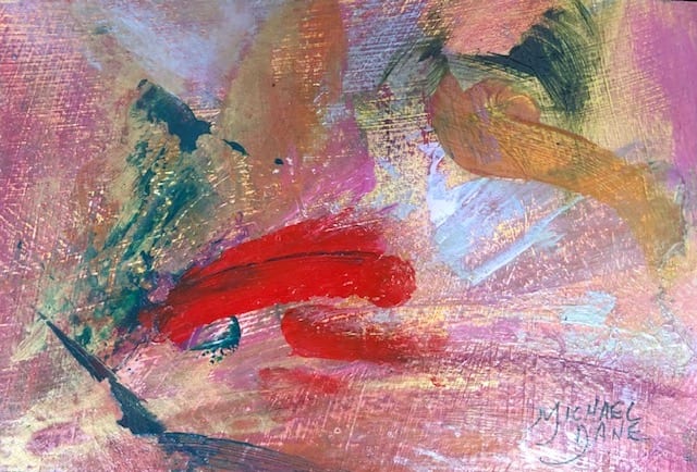 Red Galaxy by Michael Dane  Image: Red Glaxy 4x6 Acrylic on Water Color paper