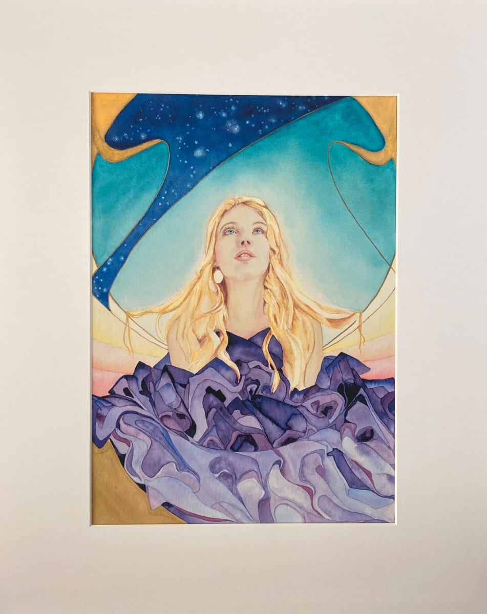 She Rises Matted Print by Tia Sunshine Art 