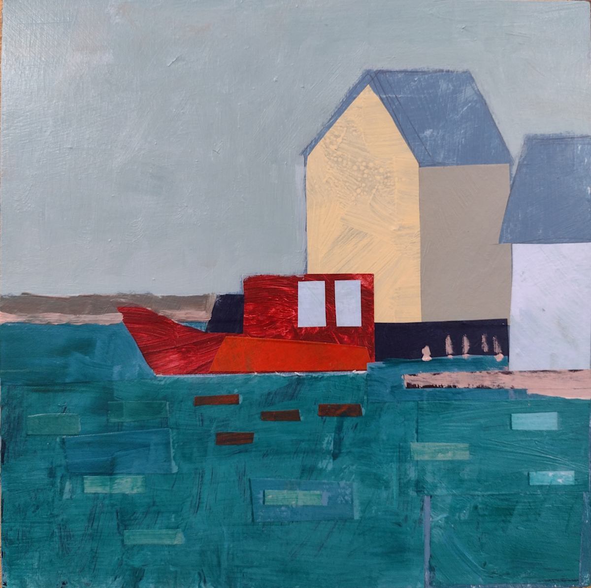 Red Boat and Pier by Matt Carrano 