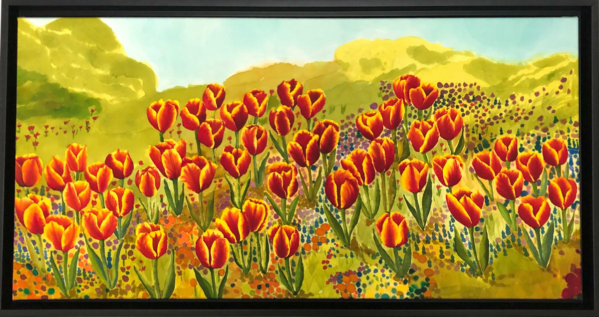 Tulips Among the Wildflowers by Elizabeth Lemon  Image: Tulips Among the Wildflowers - framed
