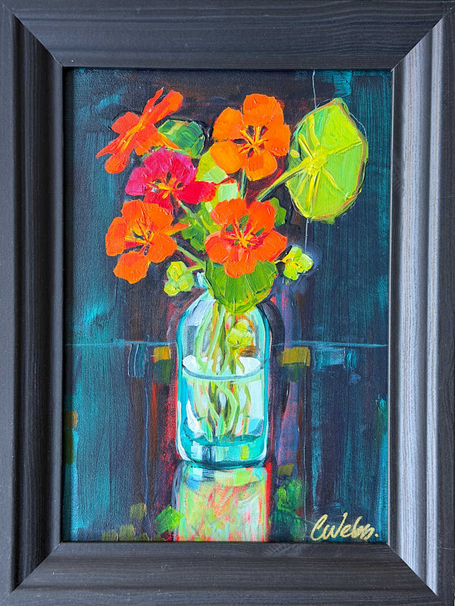 Five Spring Nasturtiums by Christine Webb 
