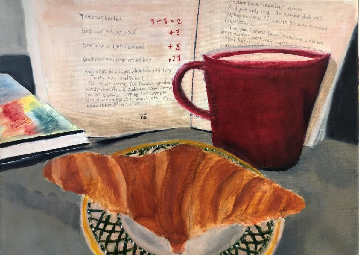 Croissant + Coffee + Math Book, Image 1.