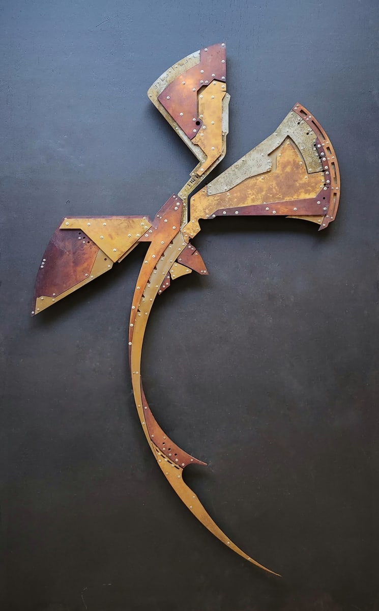 Triceto II by K.L. Wollons  Image: Triceto II
H 48" x W 28" x D 2"
Steel, copper, and brass