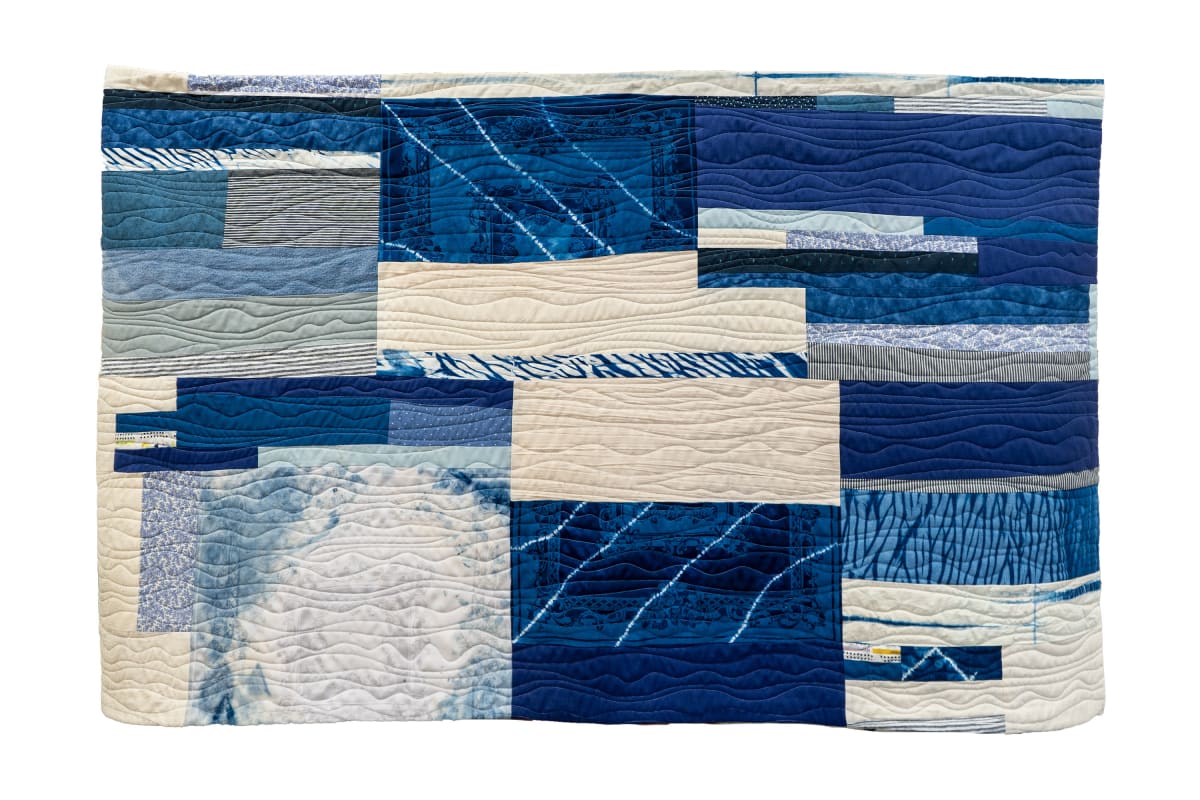 Interruption (I Wasn't Talking To You) by Sarah Atlee  Image: Hand-dyed reclaimed linens, reclaimed garments, and other cotton fabrics, machine pieced and quilted.
