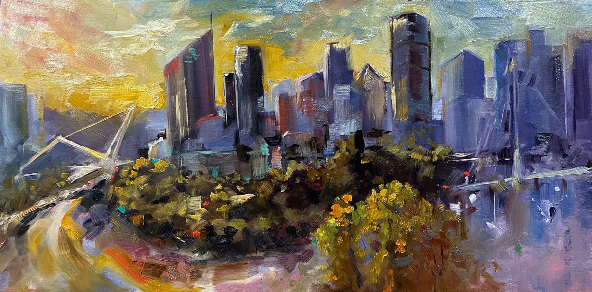 Kangaroo Point Cliffs Plein Air by Jason Hawkins, Image 1.