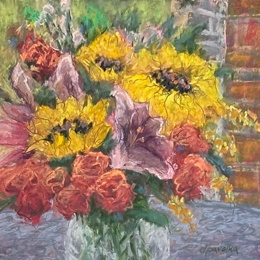 Bouquet on the Patio Table by Diane Pavelka 