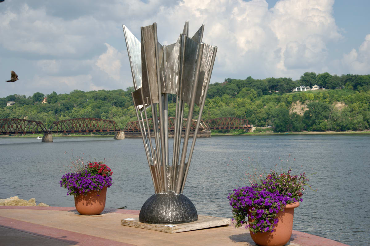 FROM_ORION by Damon Hamm  Image: installed along the Riverwalk in Dubuque, IA, 2023-2024 