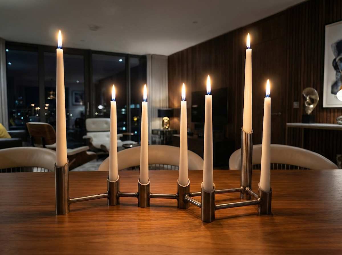 Big Dipper Constellation Candelabra by Damon Hamm  Image: side view with candles in situ