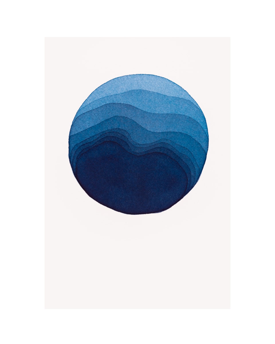 Meditation Blue Moon Portal 2  Image: Wave meditation portal. Series of four watercolors created to evoke simple movement of breath in wave meditation. 