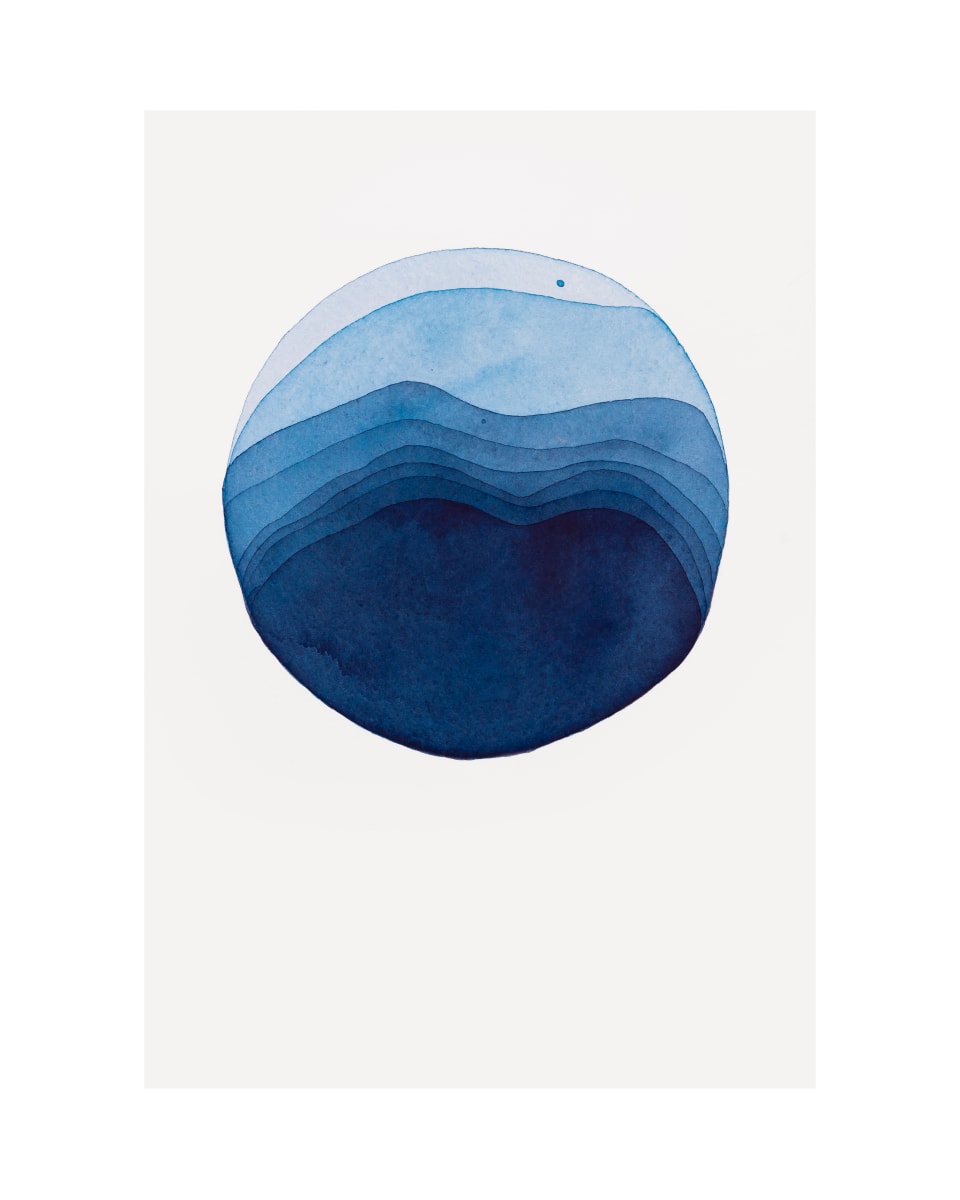 Meditation Blue Moon Portal 3  Image: Wave meditation portal. Series of four watercolors created to evoke simple movement of breath in wave meditation. 