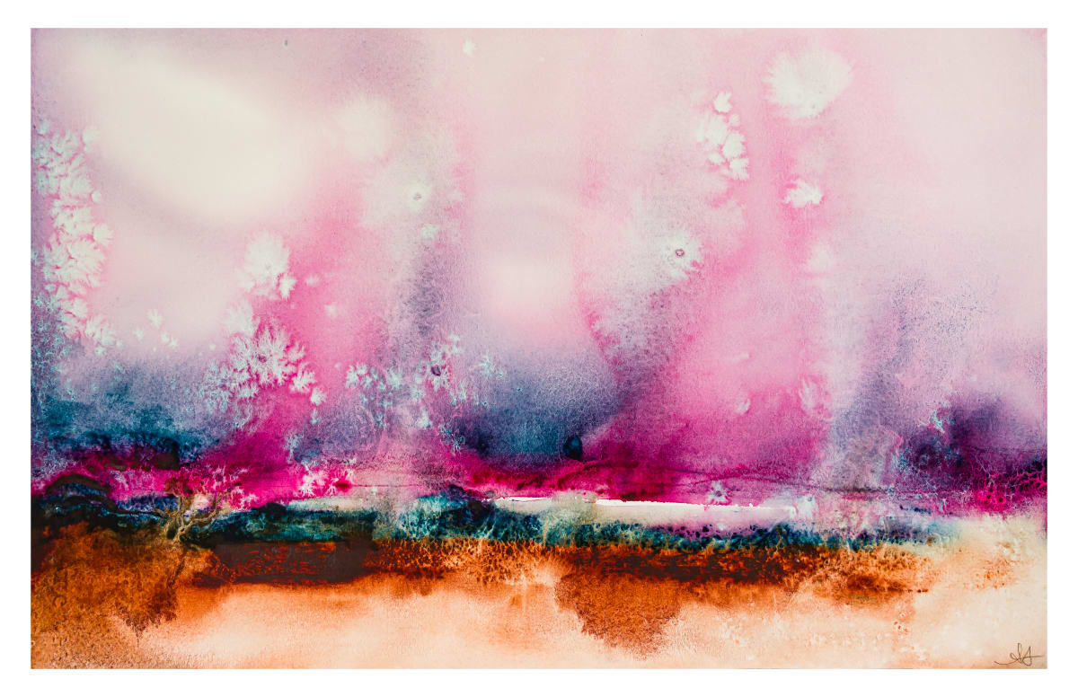 Soul Scape Rose and Salt  Image: Watercolor landscape with sea salt asterisms.