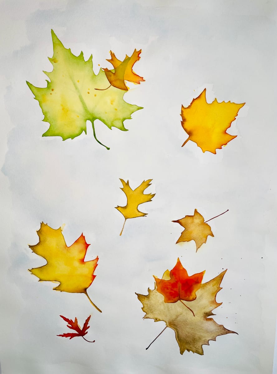 Falling Leaves 2  Image: Watercolor of falling Autumn leaves. Upstate New York.