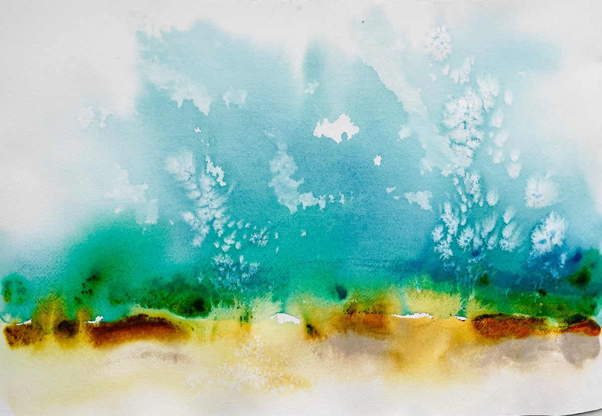 Soul Scape: Undersea  Image: Watercolor and sea salt on Arches archival paper. 