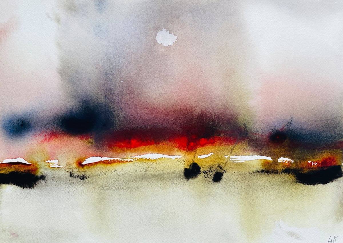 Soul Scape 3  Image: Watercolor scraped, not painted, on Arches archival paper. 