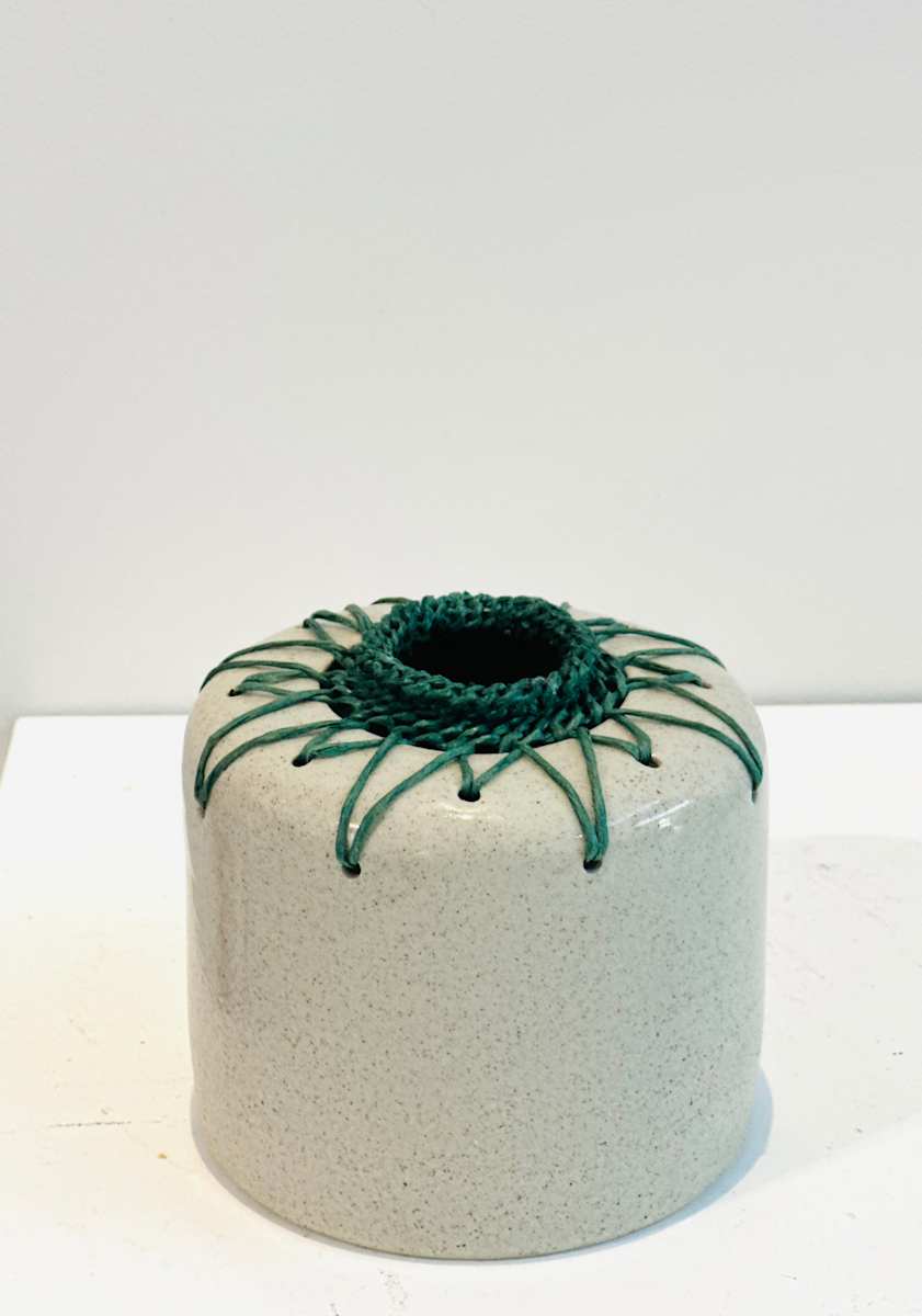Grey speckle Green woven series 3 by Michelle Huizinga 
