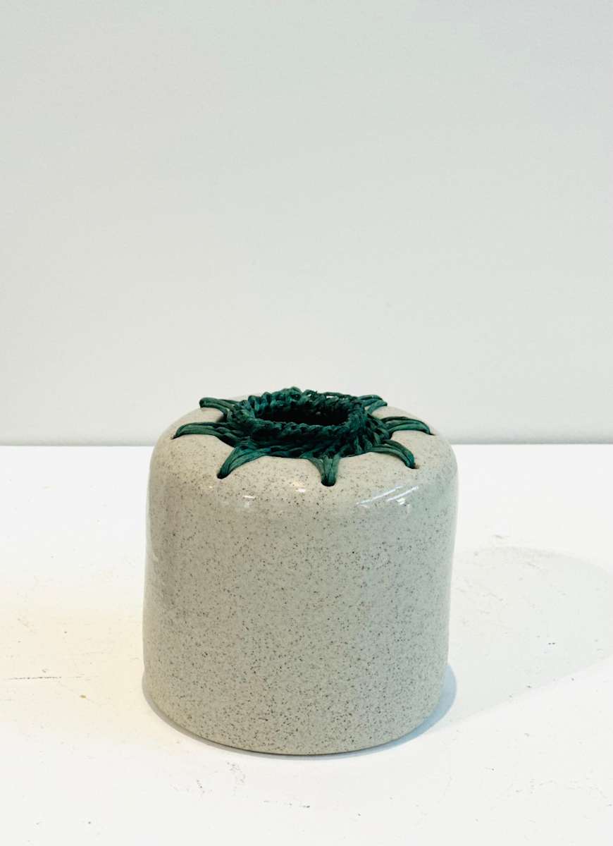 Grey speck stoneware woven series 4 by Michelle Huizinga 