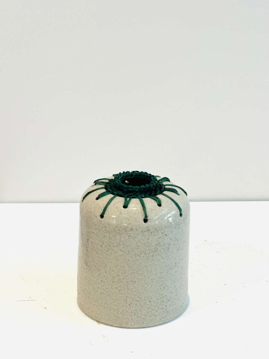 Grey speck stoneware woven series 5 by Michelle Huizinga 