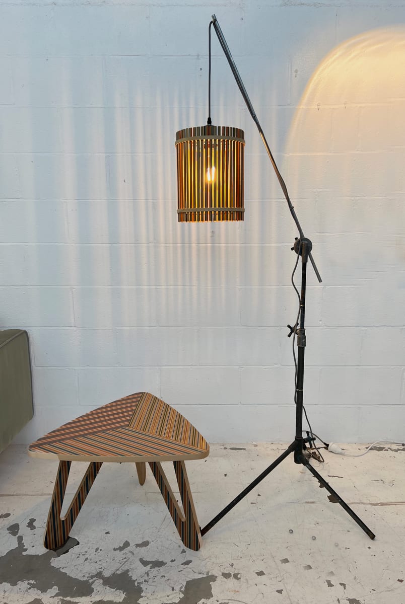 Skateboard Lamp Shade & Film Stand ‘Beaumont’ by Joshua Freidlander 