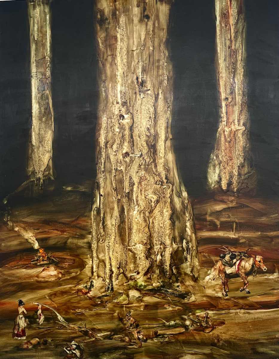 Kauri Gum Diggers Camp by Garth Steeper  Image: Kauri Gum Diggers Camp- Oil in Linen