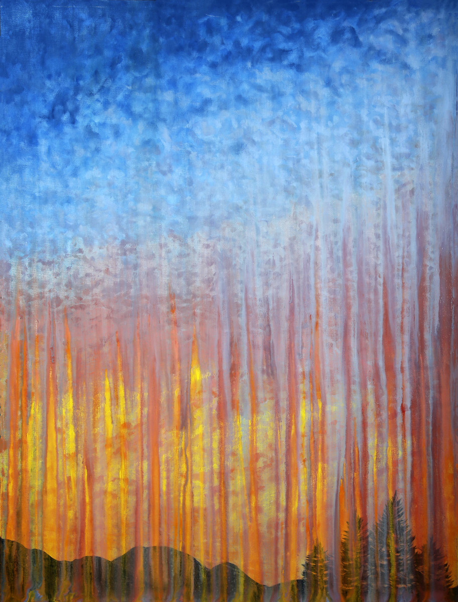 Rainy Moment 19 Rainy Sunset Over Distant Mountains by Rachel Brask 