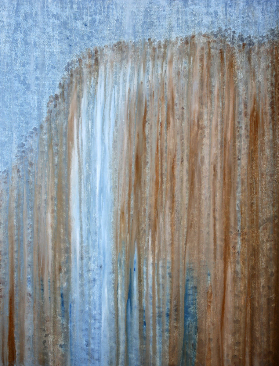 Rainy Moment 22 Waterfall Cliff in the Rain by Rachel Brask 