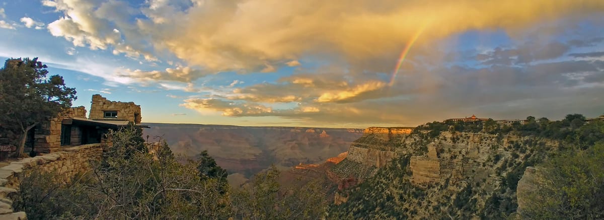 Grand Canyon Rainbow by Sandra Swan  Image: Stunning Rainbow graces the South Rim of the Grand Canyon after a monsoon. 