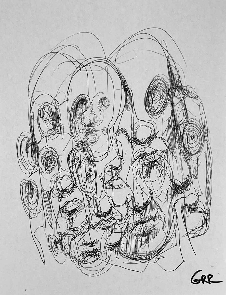 Ink sketch by Glen Ronald, Image 1.