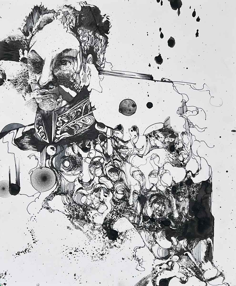 Ink drawing by Glen Ronald, Image 1.
