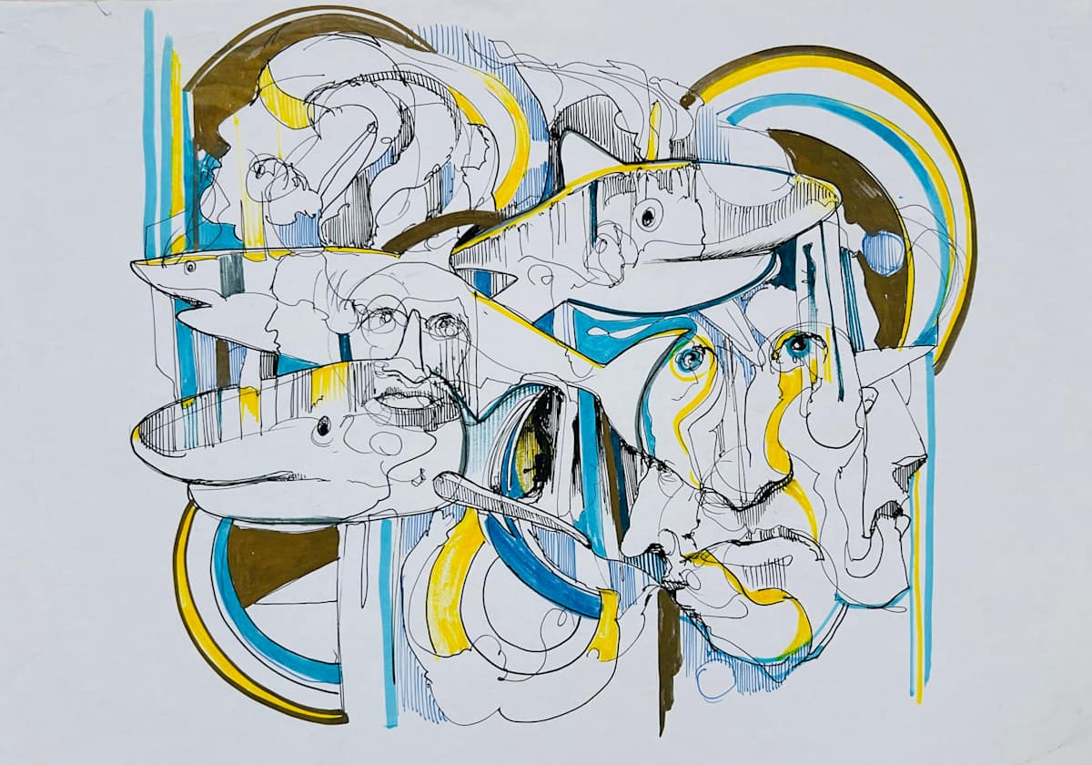 Colourful Ink Drawing by Glen Ronald 