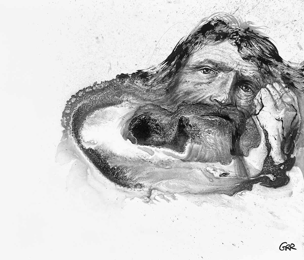 Ink drawing by Glen Ronald, Image 1.