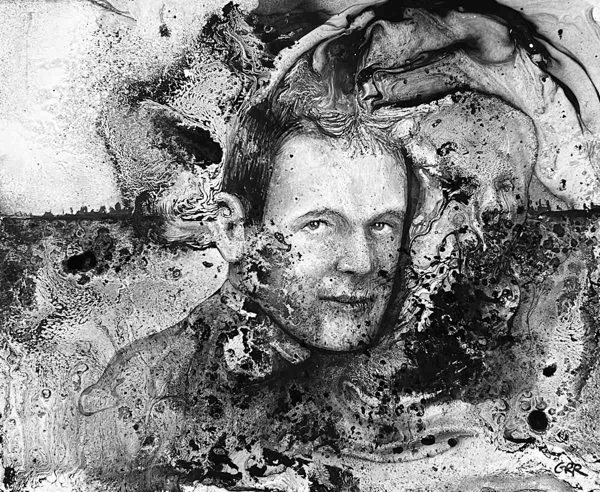 Ink drawing by Glen Ronald, Image 1.