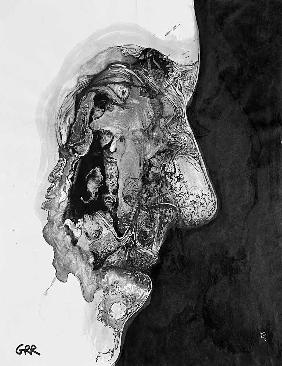 Ink drawing by Glen Ronald, Image 1.
