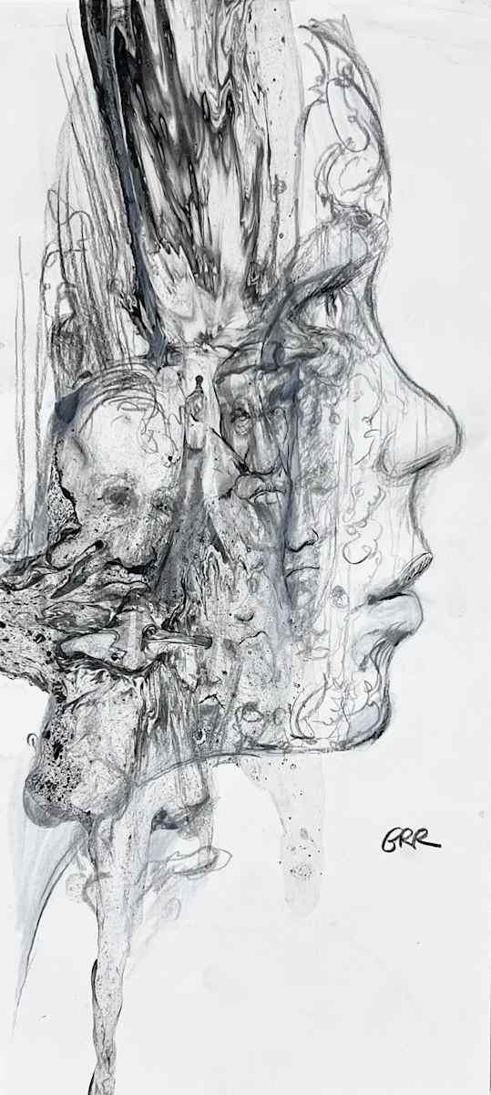 Ink and pencil drawing by Glen Ronald, Image 1.
