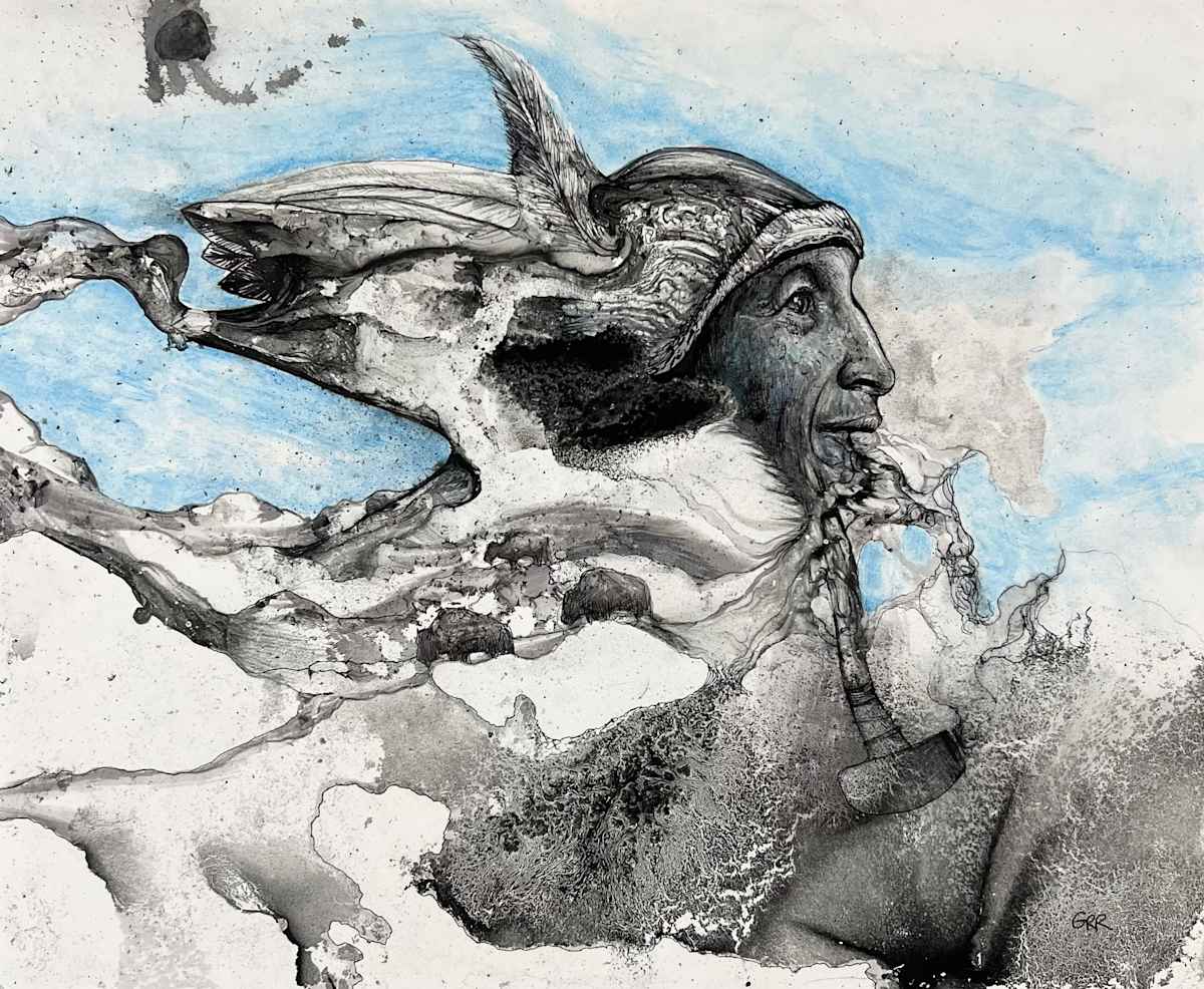 Ink drawing by Glen Ronald 