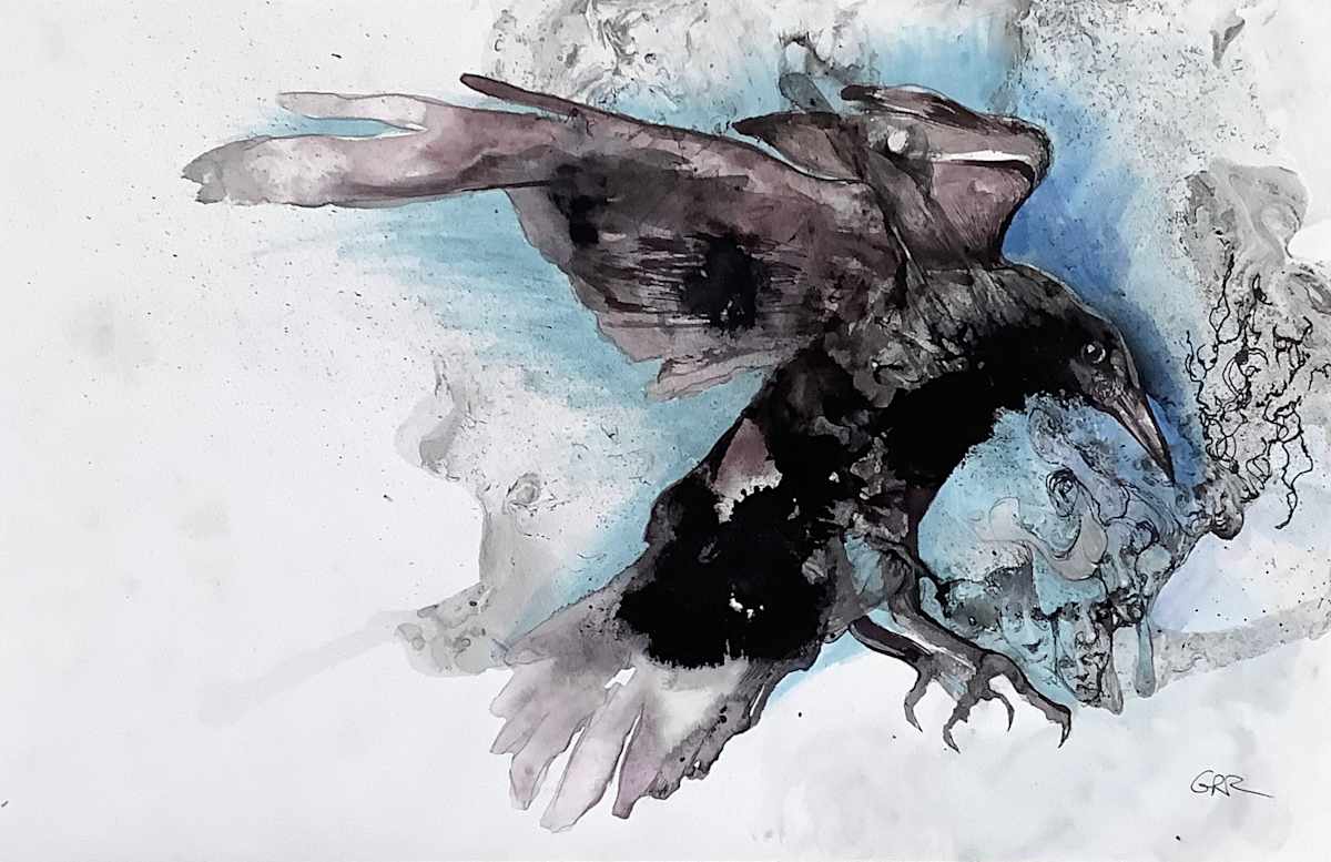 Ink drawing by Glen Ronald, Image 1.