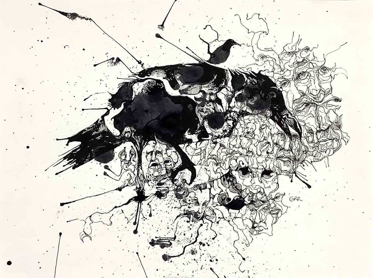 Ink drawing by Glen Ronald 
