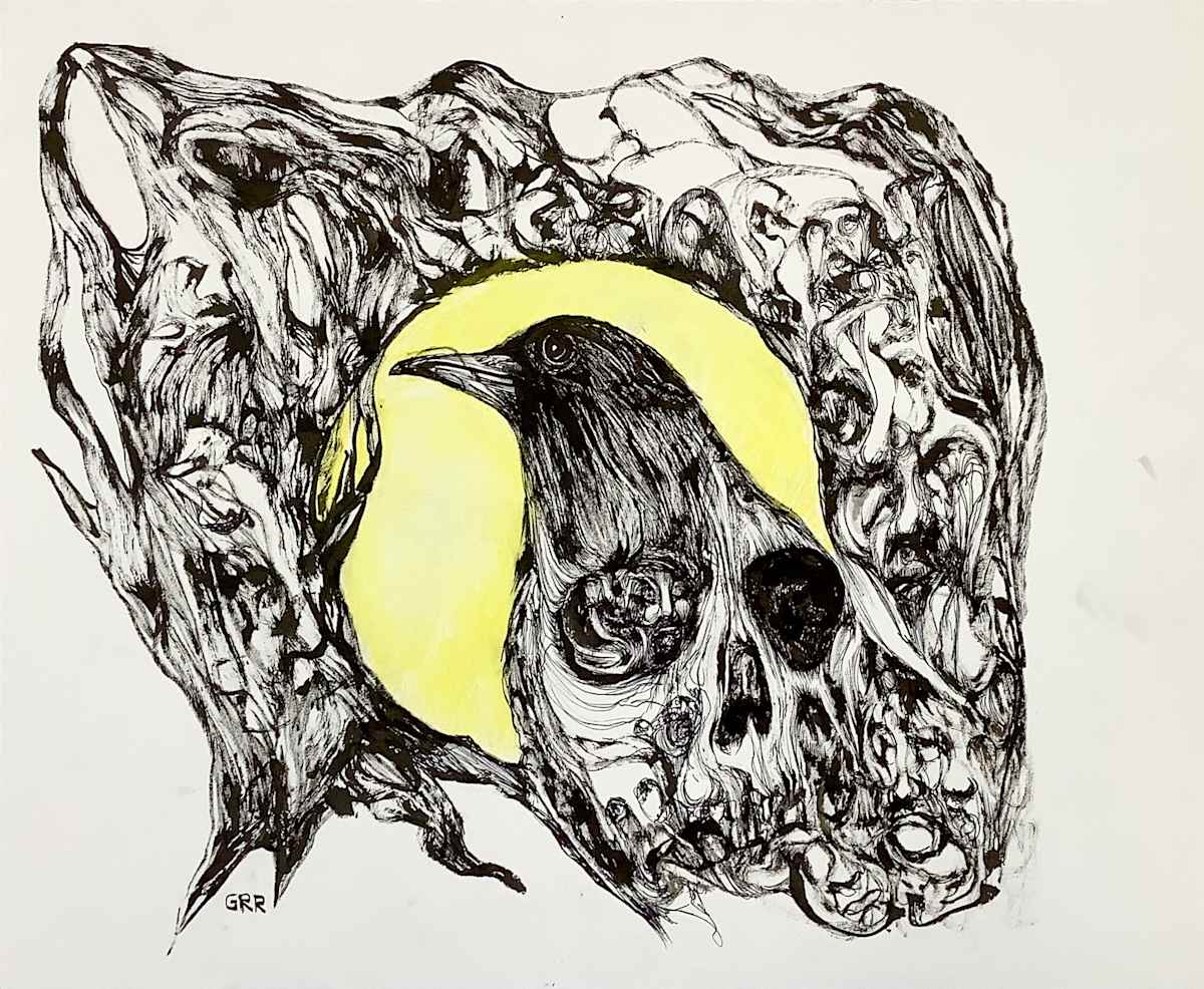 Ink drawing by Glen Ronald, Image 1.