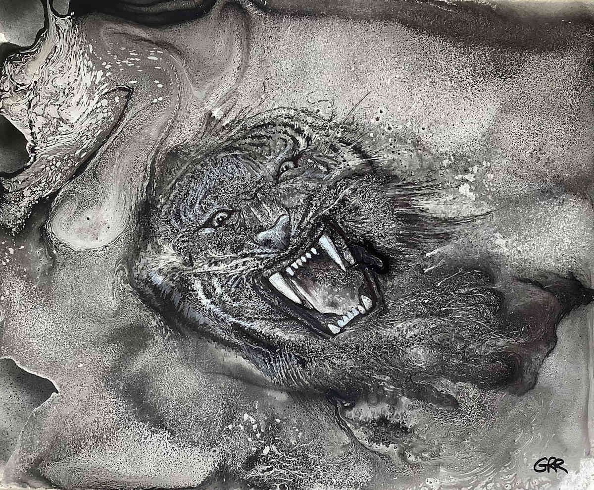 Ink drawing by Glen Ronald, Image 1.