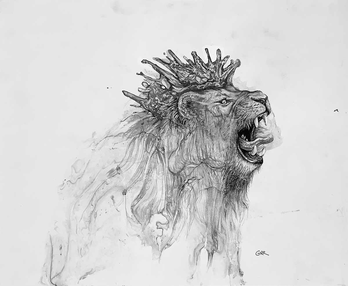Ink drawing by Glen Ronald, Image 1.