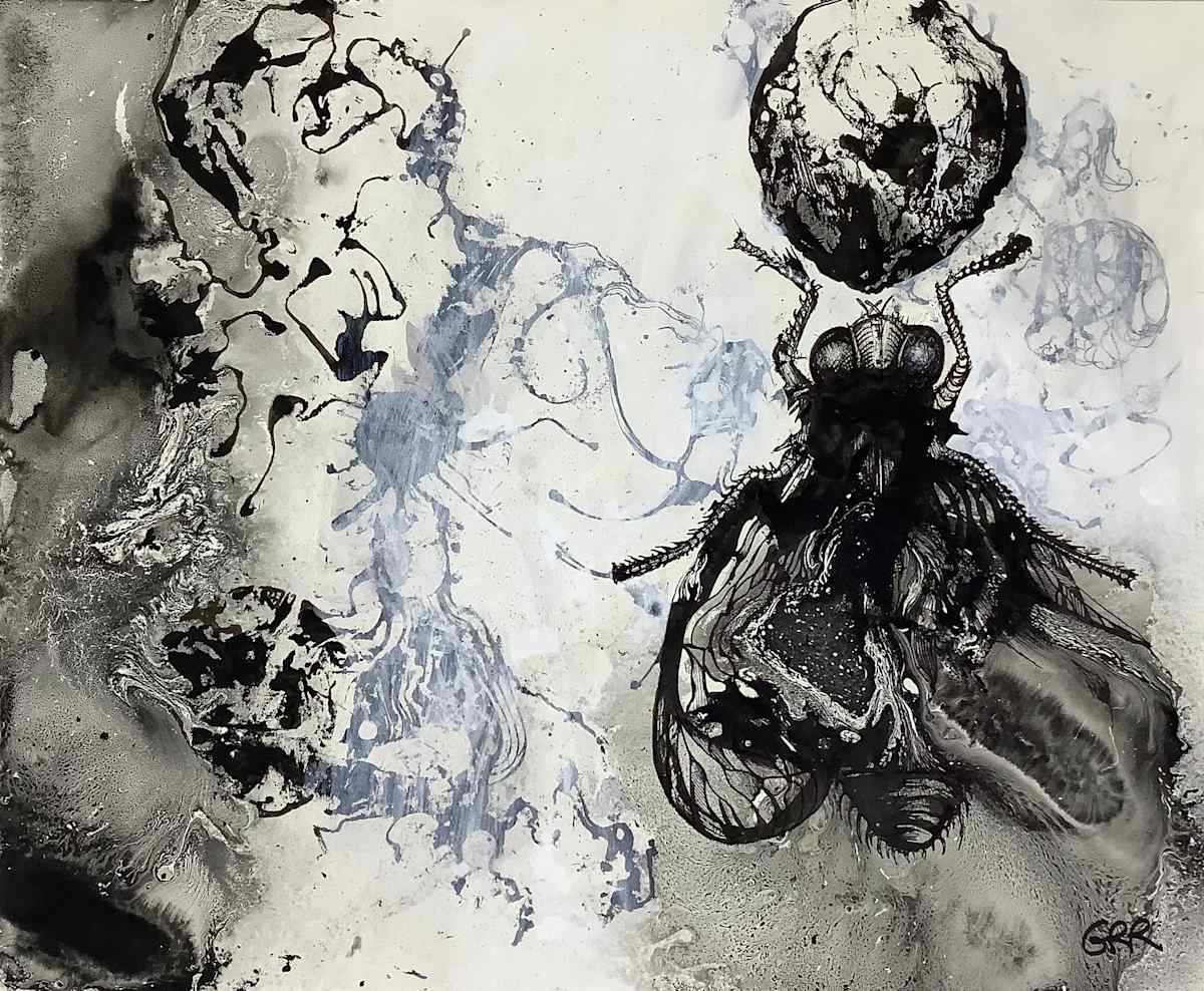 Ink drawing by Glen Ronald, Image 1.