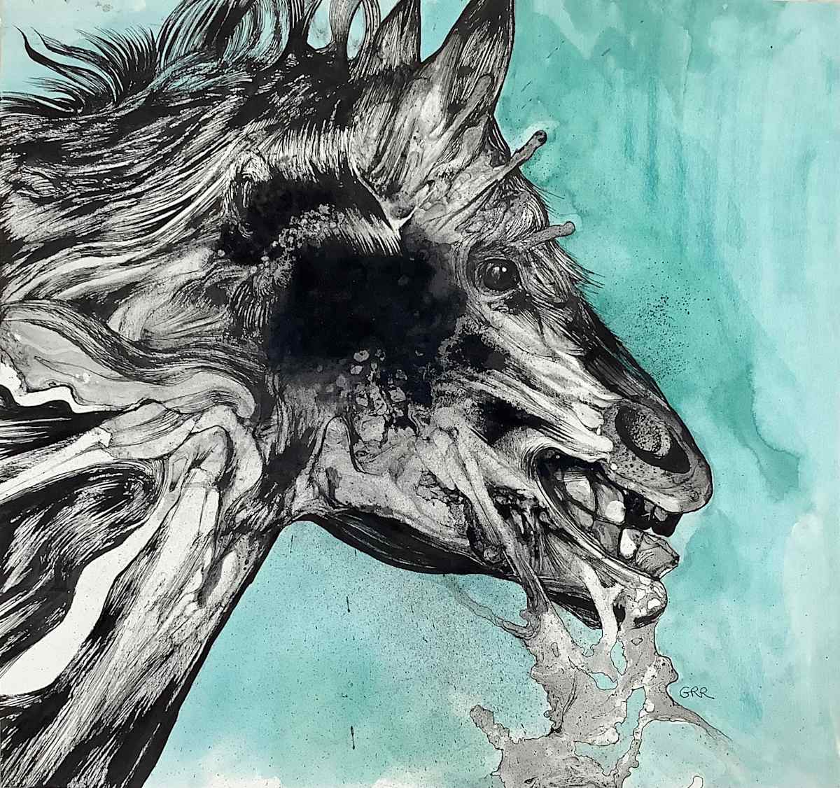 Ink drawing by Glen Ronald, Image 1.