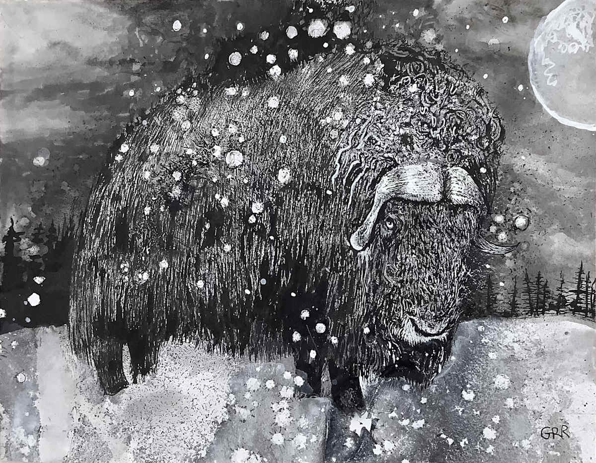 Ink drawing by Glen Ronald 