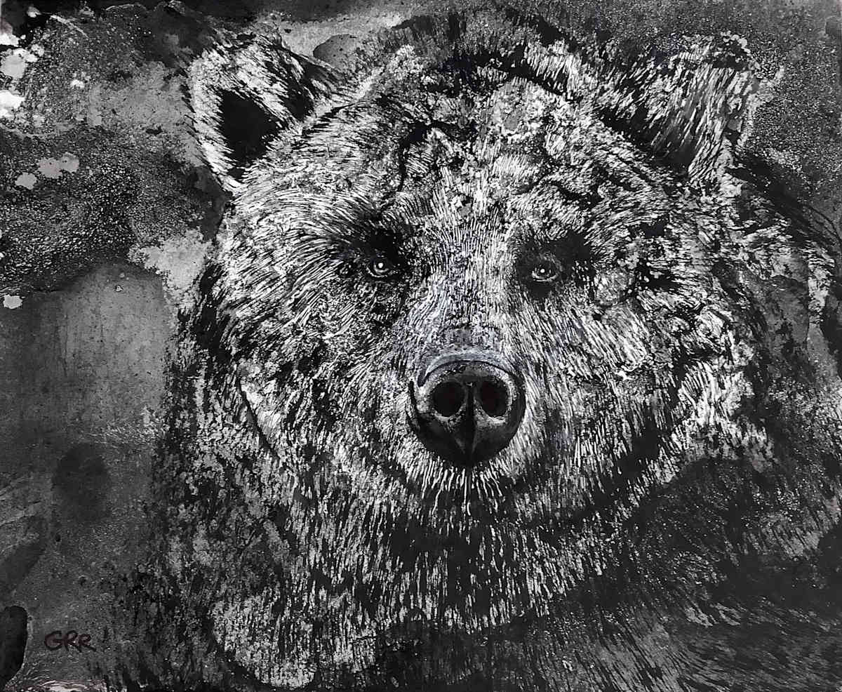 Ink drawing by Glen Ronald, Image 1.