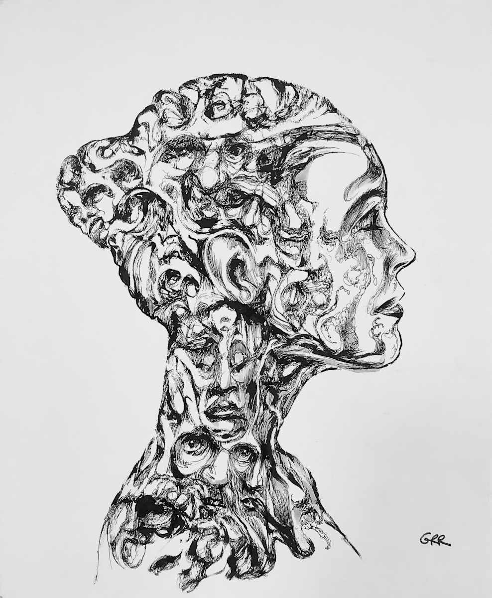 Ink drawing by Glen Ronald, Image 1.